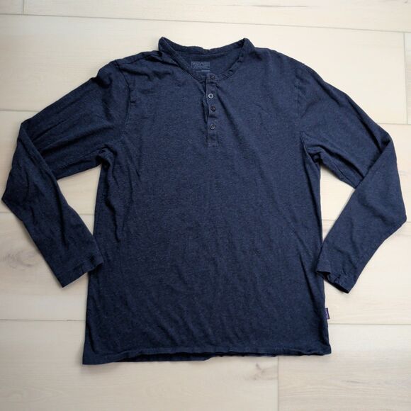 Patagonia Shirt Mens L Blue Long Sleeved Daily Henley Organic Cotton 52260 - Picture 1 of 11